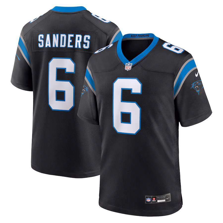 Men's Carolina Panthers Miles Sanders Nike Black Team Game Jersey - Jersey