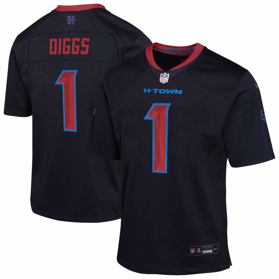 Youth Houston Texans Stefon Diggs Nike Navy Alternate Player Game Jersey - Jersey
