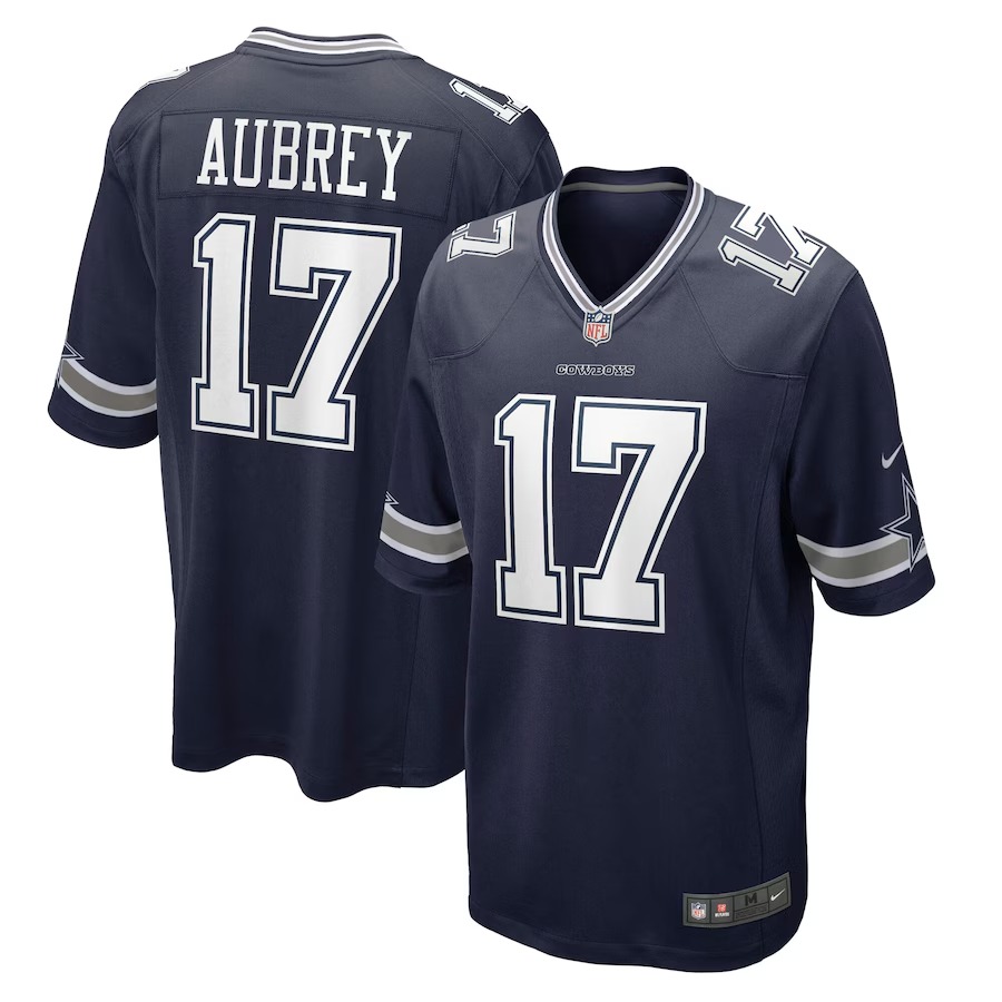 Men's Dallas Cowboys Brandon Aubrey Nike Navy Team Game Jersey - Jersey