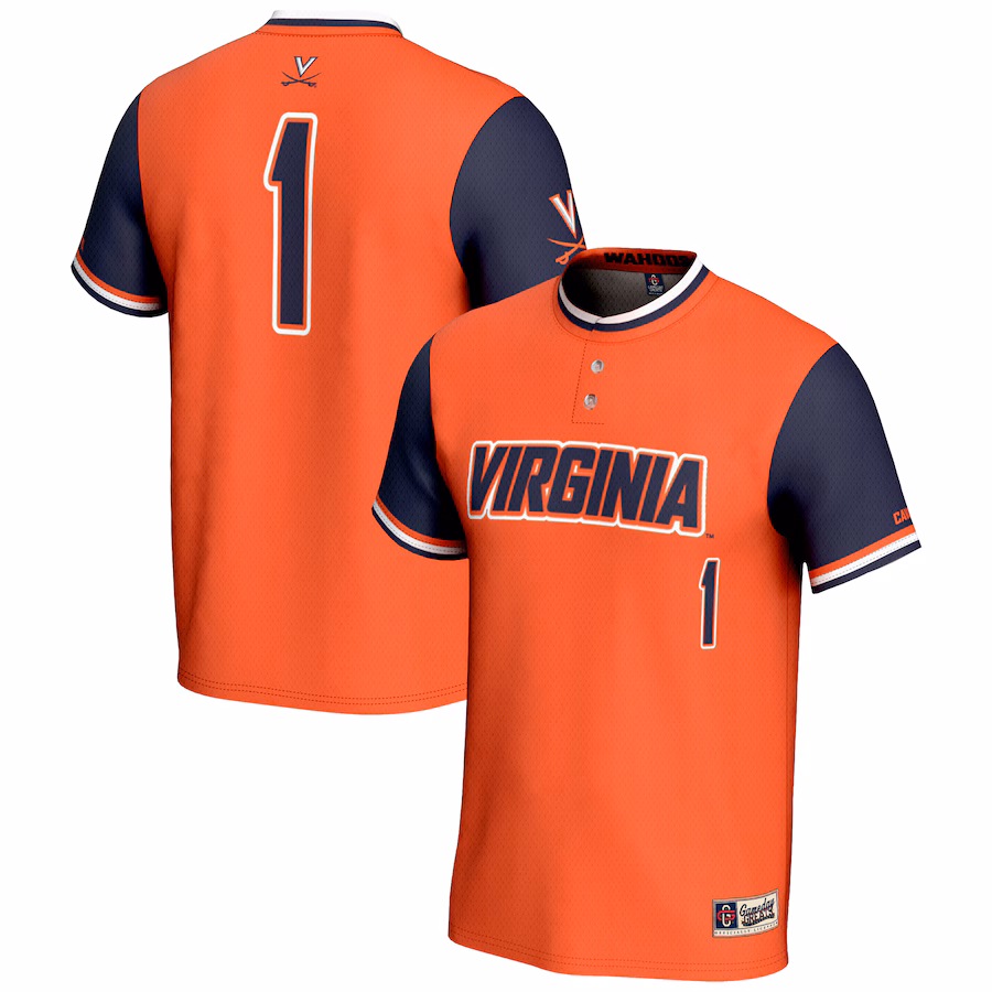 Youth GameDay Greats #1 Orange Virginia Cavaliers Lightweight Softball Jersey - Jersey