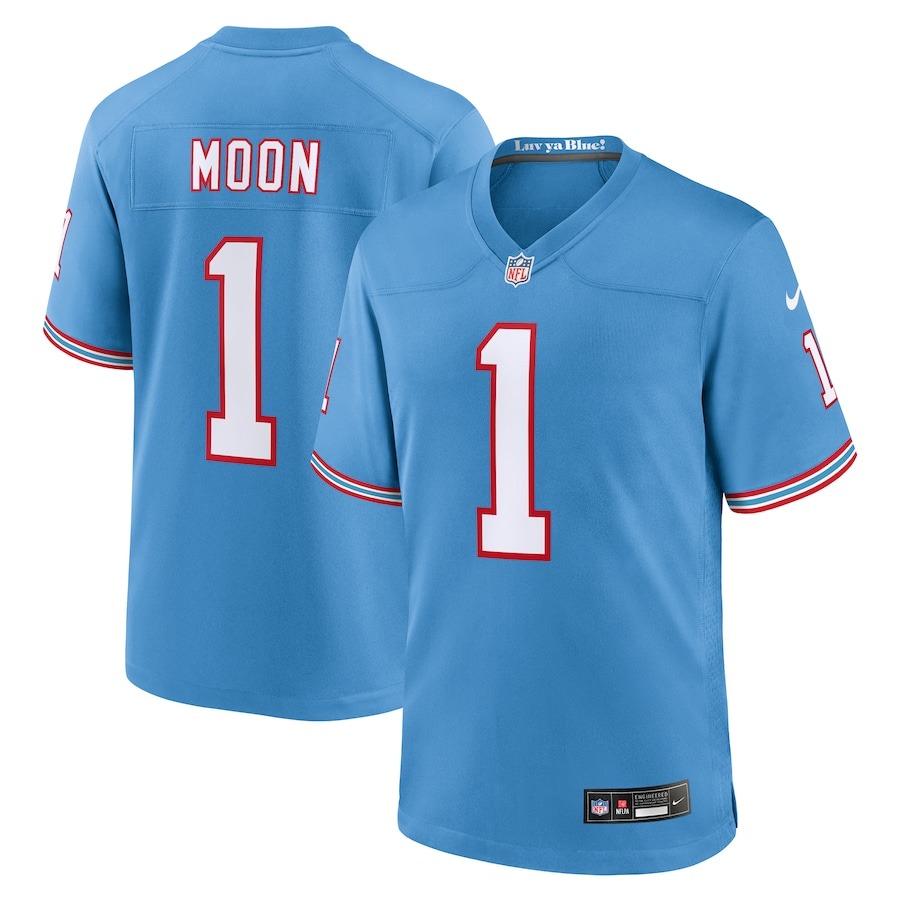 Men's Tennessee Titans Warren Moon Nike Light Blue Oilers Throwback Retired Player Game Jersey - Jersey
