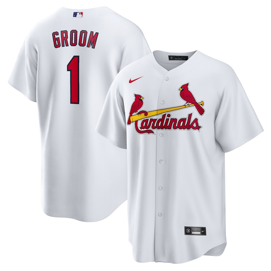 Men's St. Louis Cardinals Nike White #1 Groom Home Replica Jersey - Jersey