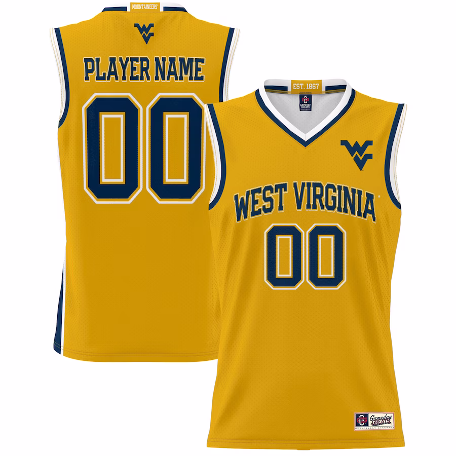West Virginia Mountaineers GameDay Greats Youth NIL Pick-A-Player Lightweight Basketball Jersey - Gold - Jersey