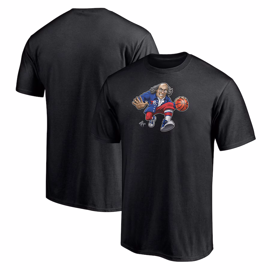 Men's Philadelphia 76ers  Black Midnight Mascot T-Shirt - Jersey
