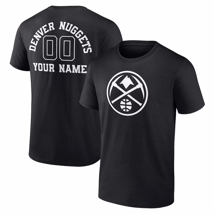 Men's Denver Nuggets Black Personalized Name & Number Monochrome T-Shirt - Jersey