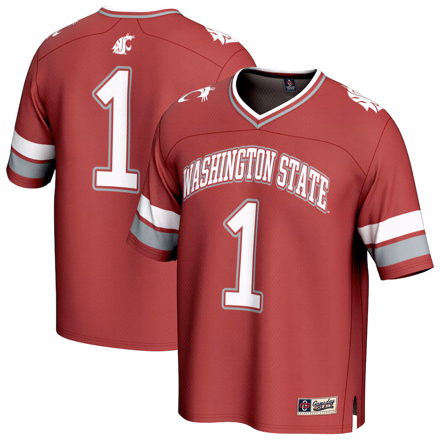 Unisex GameDay Greats #1 Crimson Washington State Cougars Lightweight Collegiate Football Fashion Jersey - Jersey