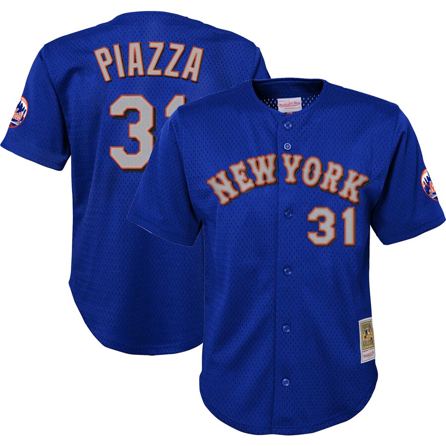 Youth New York Mets Mike Piazza Mitchell & Ness Royal Cooperstown Collection Mesh Batting Practice Jersey - Jersey