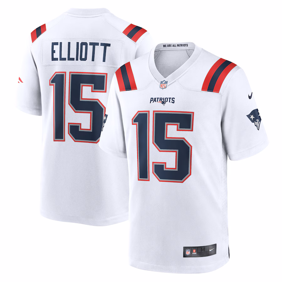 Men's New England Patriots Ezekiel Elliott Nike White Game Player Jersey - Jersey