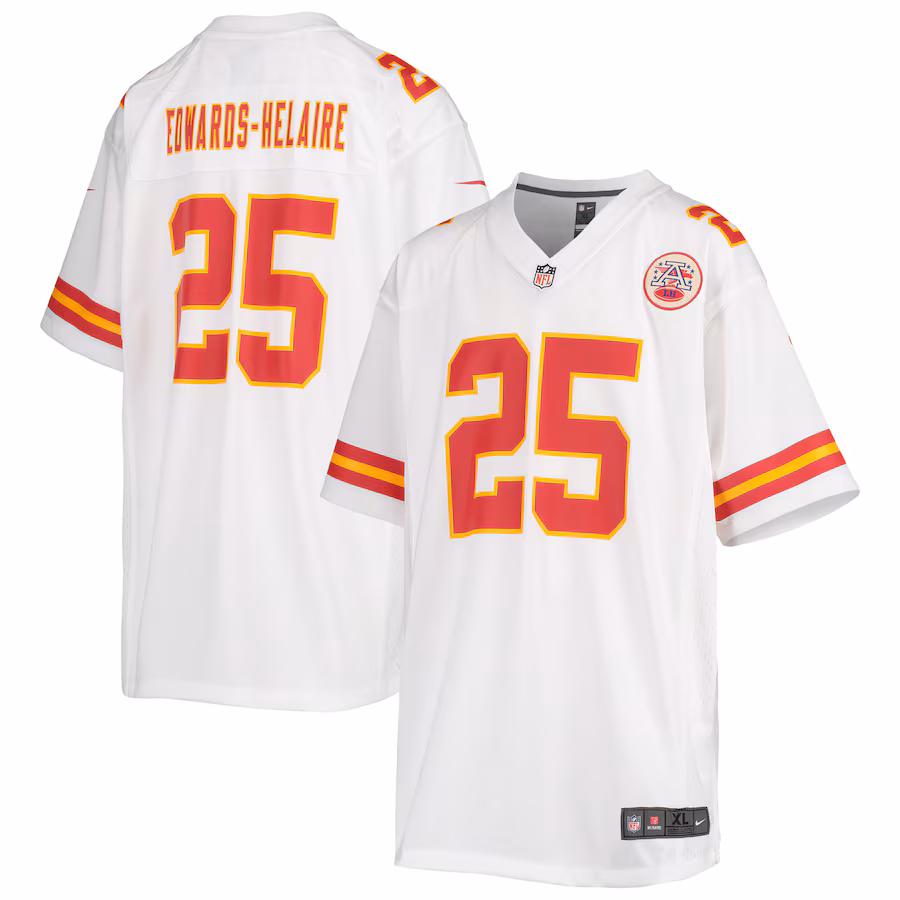 Youth Kansas City Chiefs Clyde Edwards-Helaire Nike White Game Jersey - Jersey