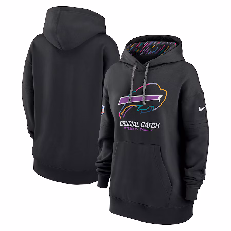 Women's Buffalo Bills  Nike Black 2024 NFL Crucial Catch Club Pullover Hoodie - Jersey