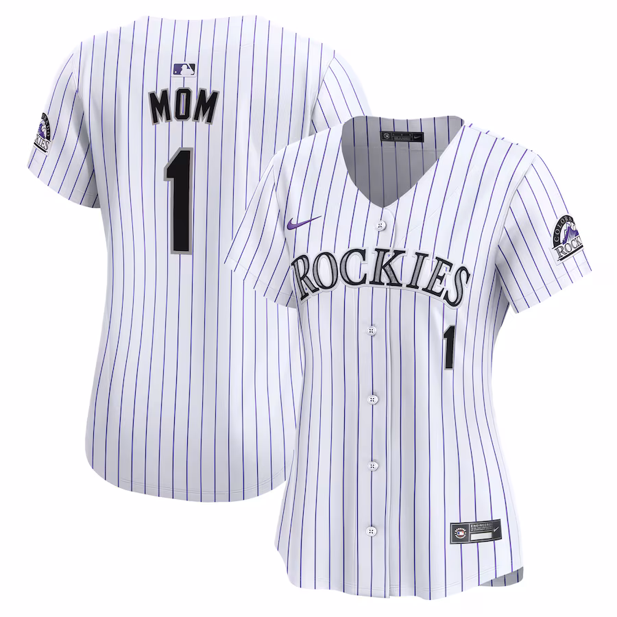 Women's Colorado Rockies Nike White #1 Mom Home Limited Jersey - Jersey