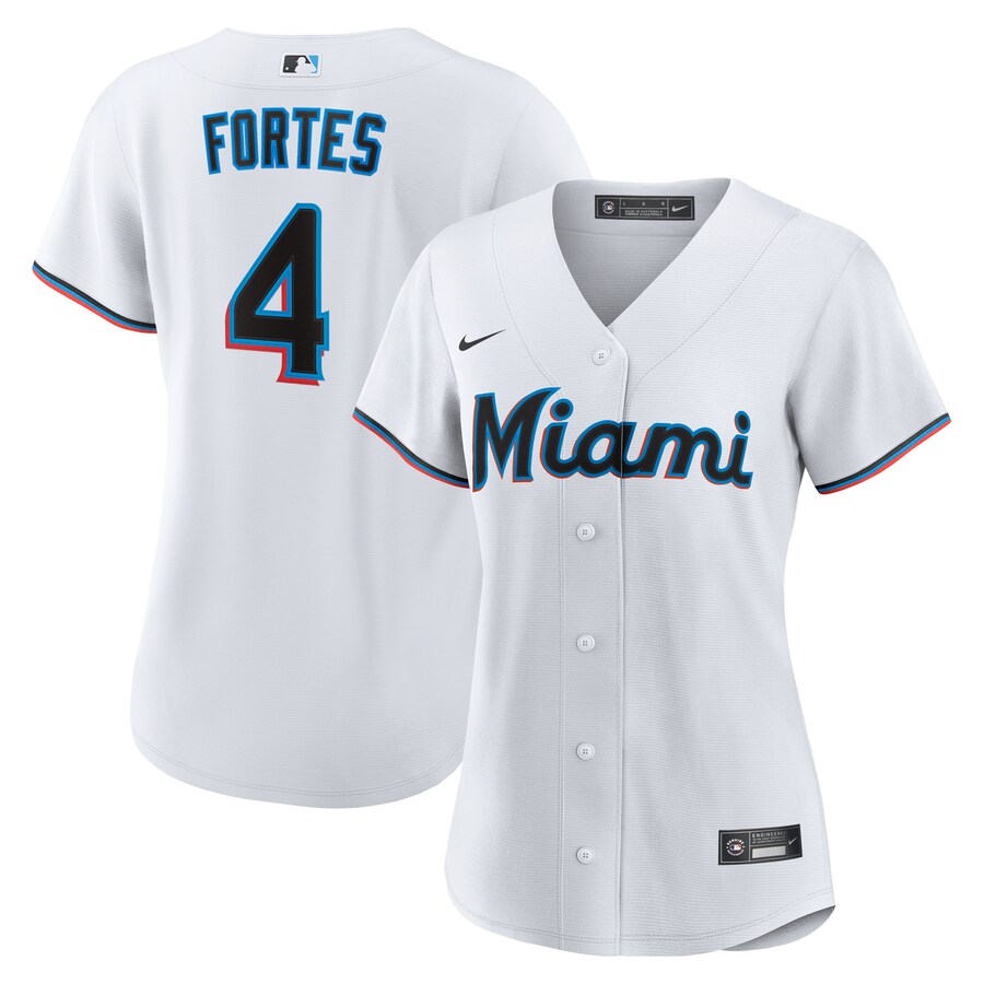 Women's Miami Marlins Nick Fortes Nike White Home Replica Jersey - Jersey