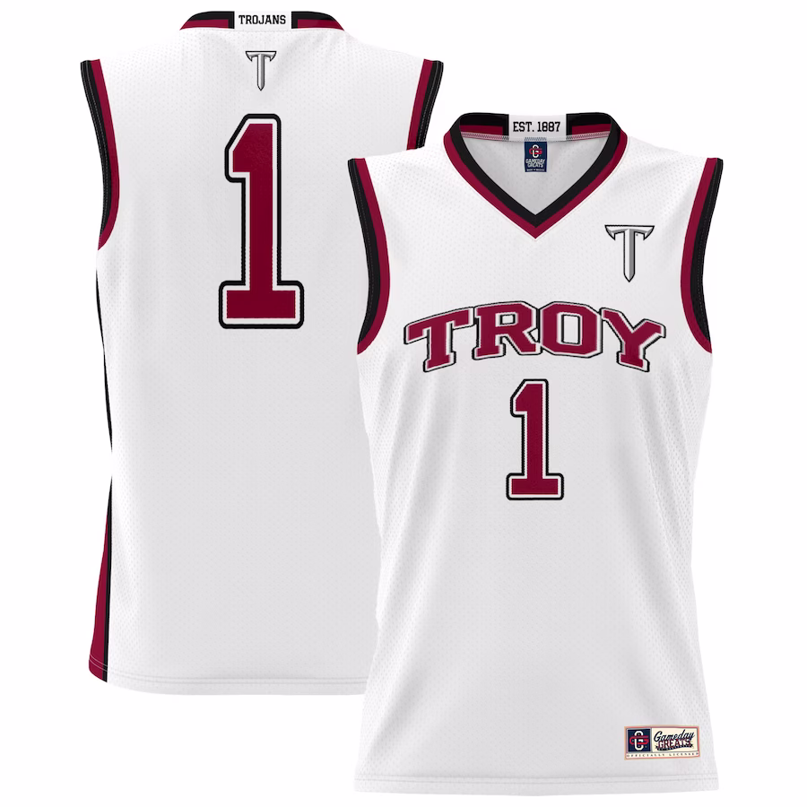 #1 Troy University Trojans GameDay Greats Youth Lightweight Basketball Jersey - White - Jersey