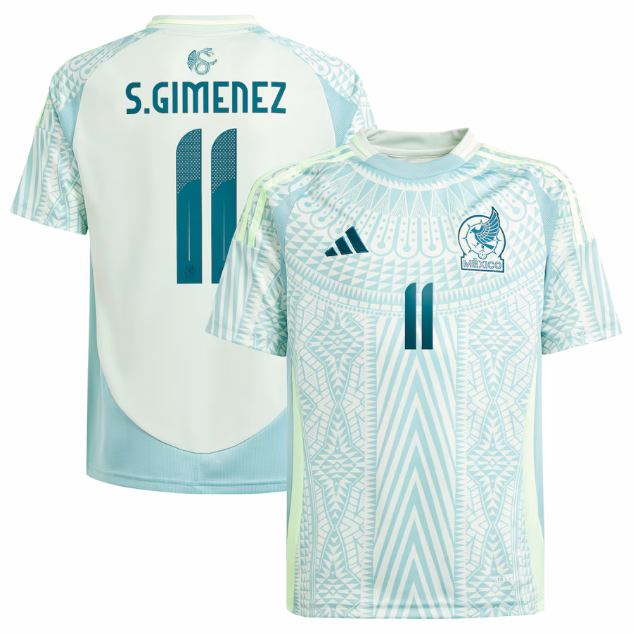 Youth Mexico National Team Santiago Giménez adidas Green 2024 Away Replica Player Jersey - Jersey
