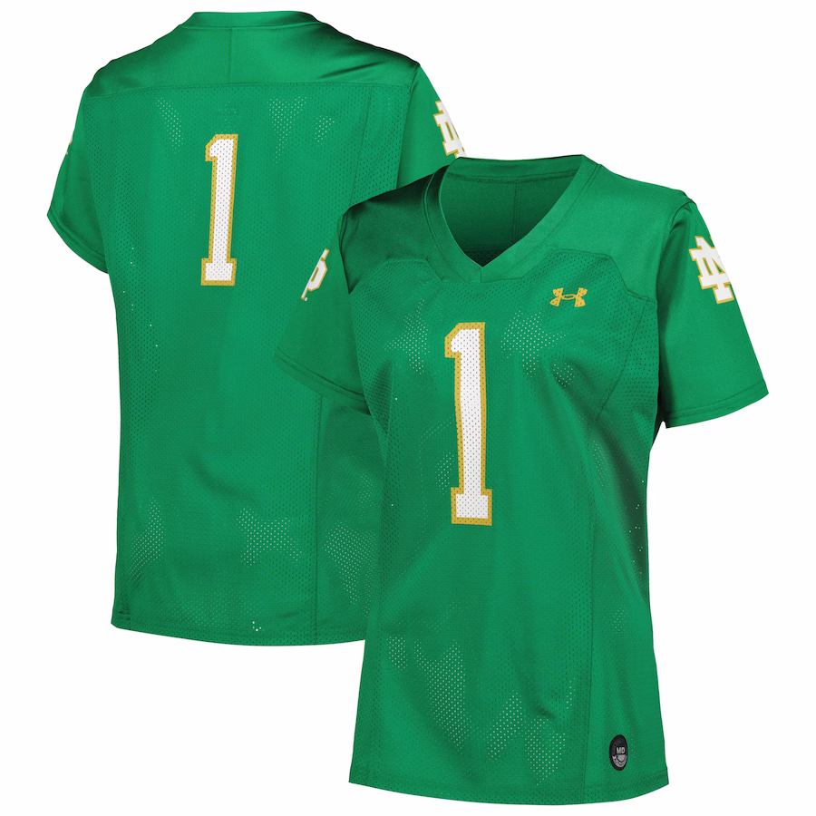 #1 Notre Dame Fighting Irish Under Armour Women's Replica Football Jersey - Kelly Green - Jersey