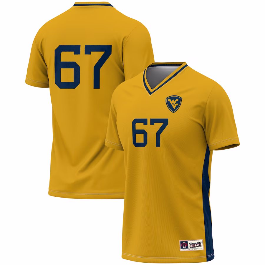 #67 West Virginia Mountaineers GameDay Greats Youth Lightweight Women's Soccer Fashion Jersey - Gold - Jersey
