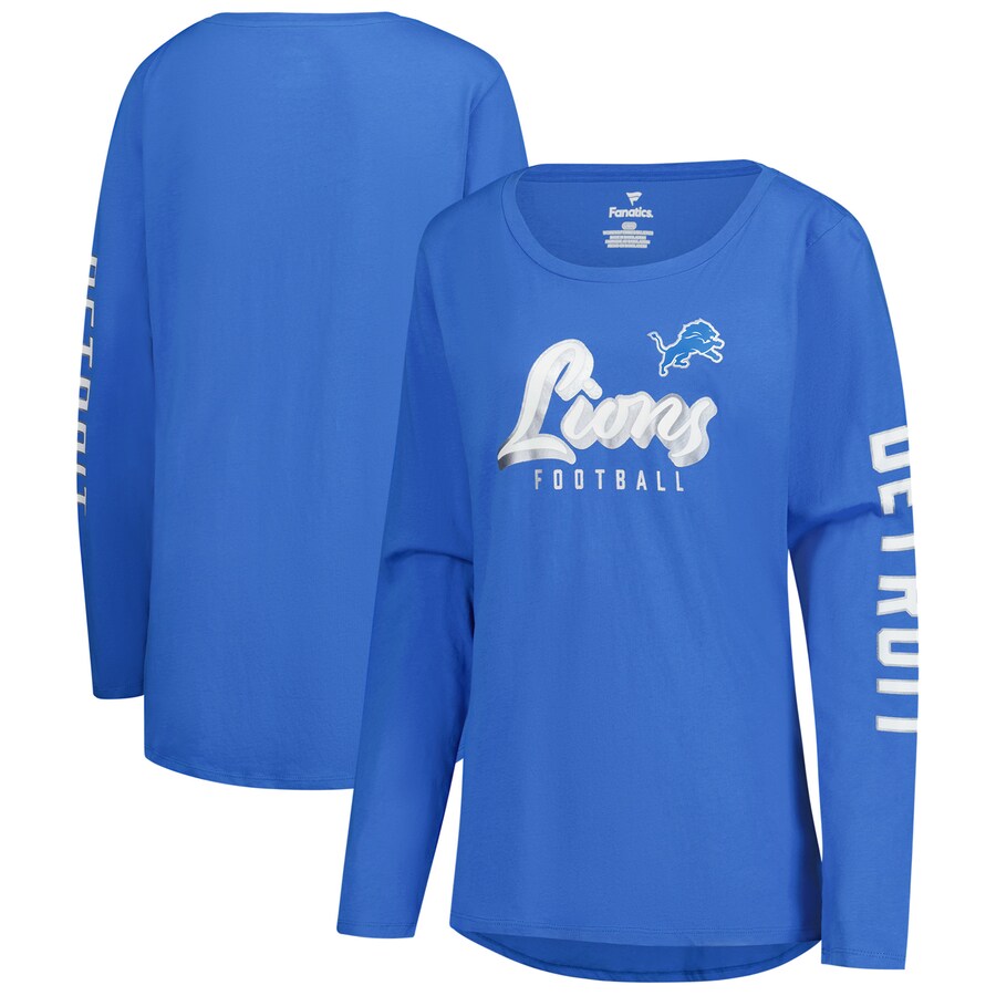 Women's Detroit Lions Fanatics Blue Cheerleader Long Sleeve T-Shirt - Jersey