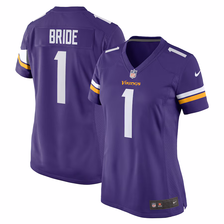 Women's Minnesota Vikings Number 1 Bride Nike Purple Game Jersey - Jersey