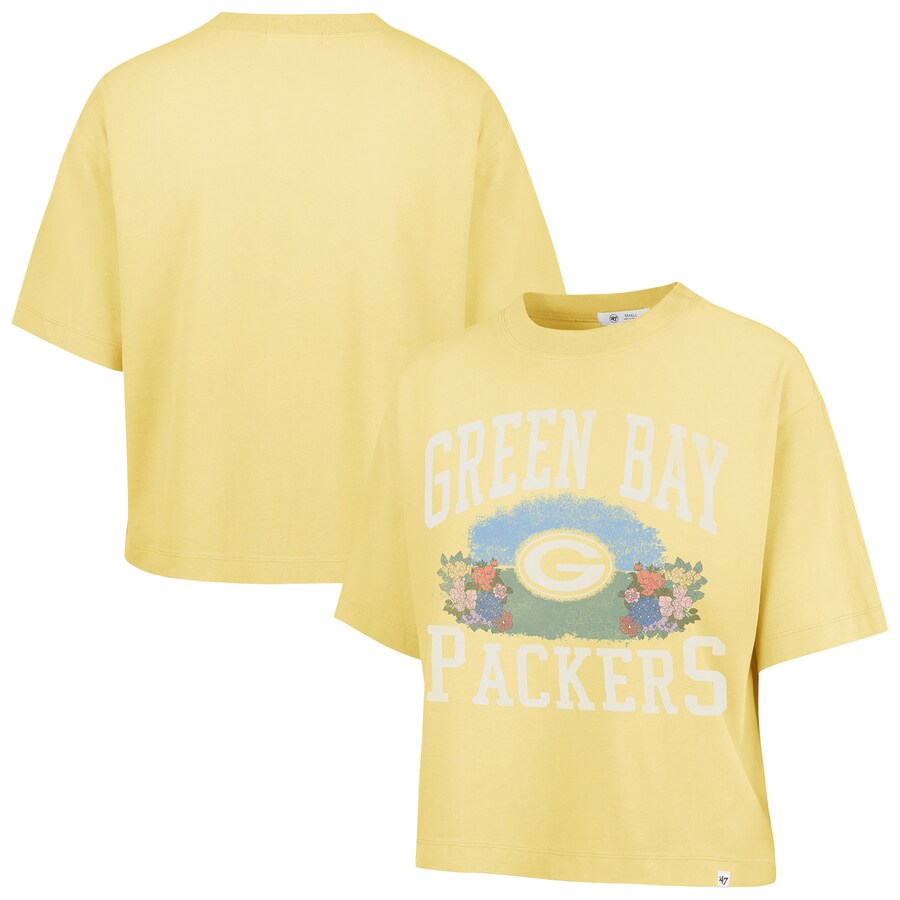 Women's Green Bay Packers  '47 Yellow Florentina Montauk Cropped T-Shirt - Jersey