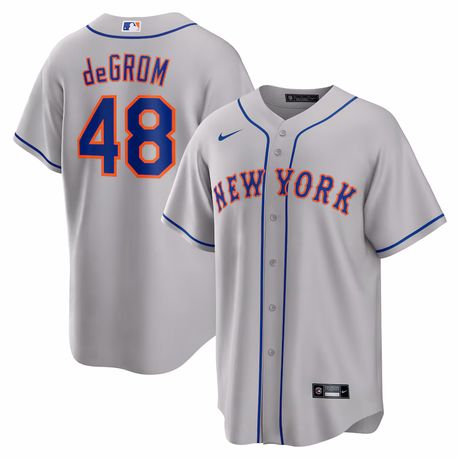 Men's New York Mets Jacob deGrom Nike Gray Road Replica Player Name Jersey - Jersey