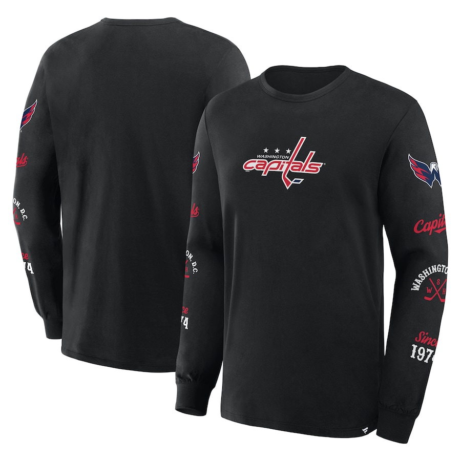 Men's Washington Capitals Fanatics Black Boxed In Legacy Long Sleeve T-Shirt - Jersey