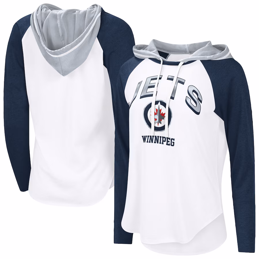 Women's Winnipeg Jets G-III 4Her by Carl Banks White VIP Raglan Long Sleeve Hoodie T-Shirt - Jersey