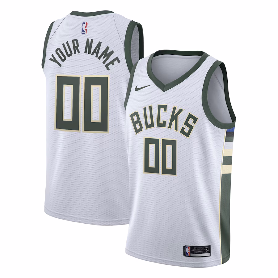 Men's Milwaukee Bucks Nike White Swingman Custom Jersey - Association Edition - Jersey