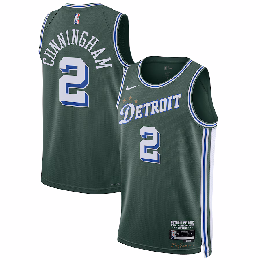 Unisex Detroit Pistons Cade Cunningham Nike Green 2022/23 Swingman Jersey - City Edition - Jersey