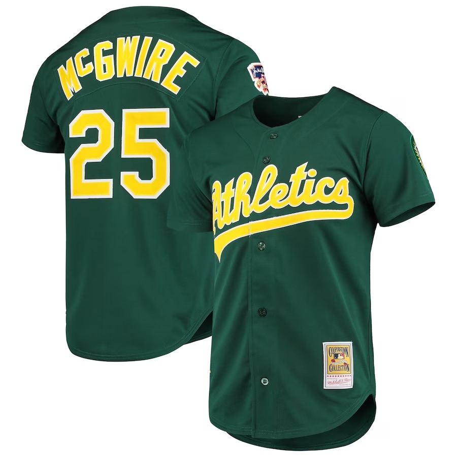 Men's Oakland Athletics Mark McGwire Mitchell & Ness Green 1997 Cooperstown Collection Authentic Jersey - Jersey