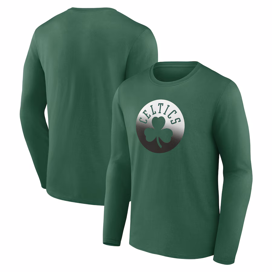 Men's Boston Celtics Kelly Green Gradient Logo Long Sleeve T-Shirt - Jersey