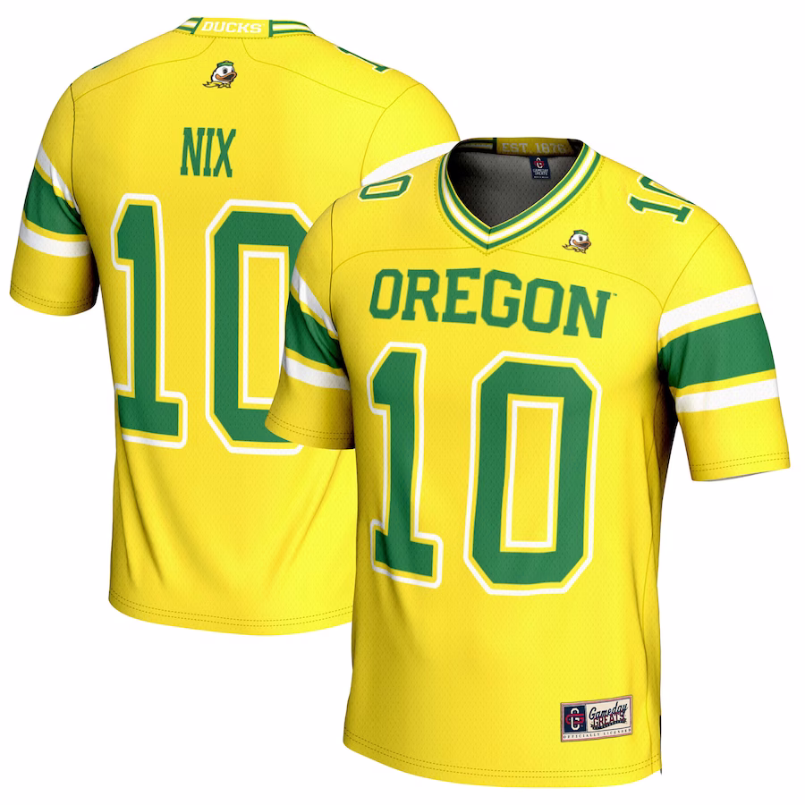 Bo Nix Oregon Ducks GameDay Greats Youth NIL Player Football Jersey - Yellow - Jersey