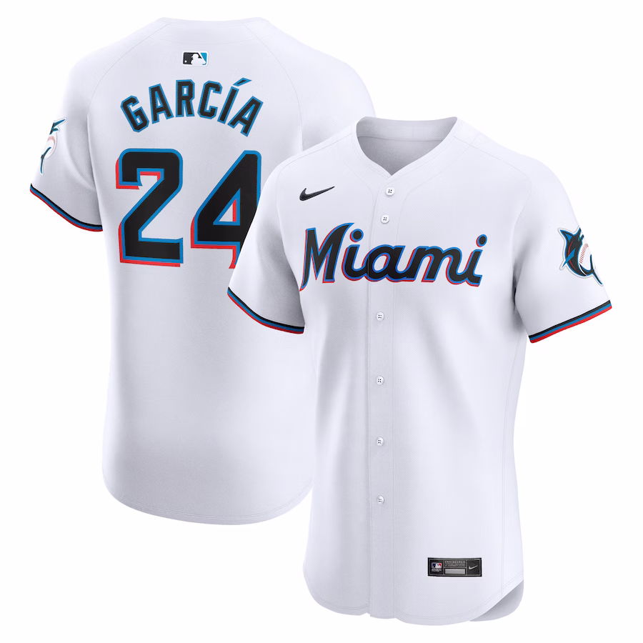 Men's Miami Marlins Avisail Garcia Nike White Home Elite Player Jersey - Jersey