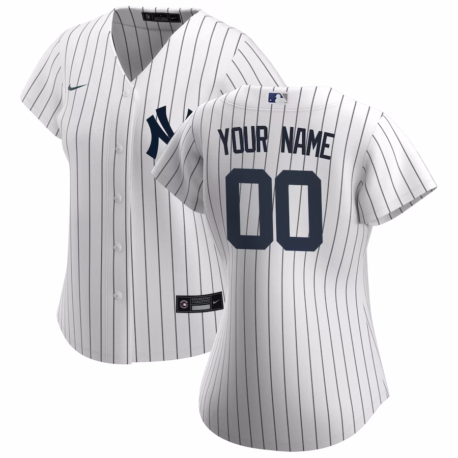 Women's New York Yankees Nike White Home Replica Custom Jersey - Jersey