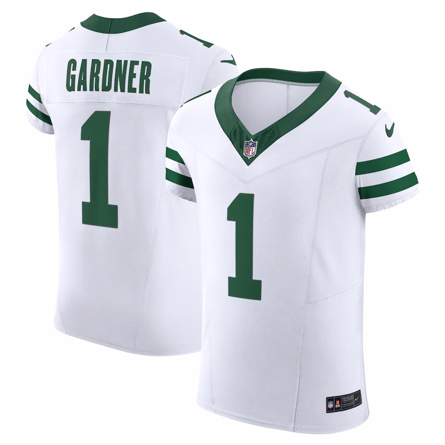 Men's New York Jets Ahmad Sauce Gardner Nike White Alternate Vapor F.U.S.E. Elite Jersey - Jersey