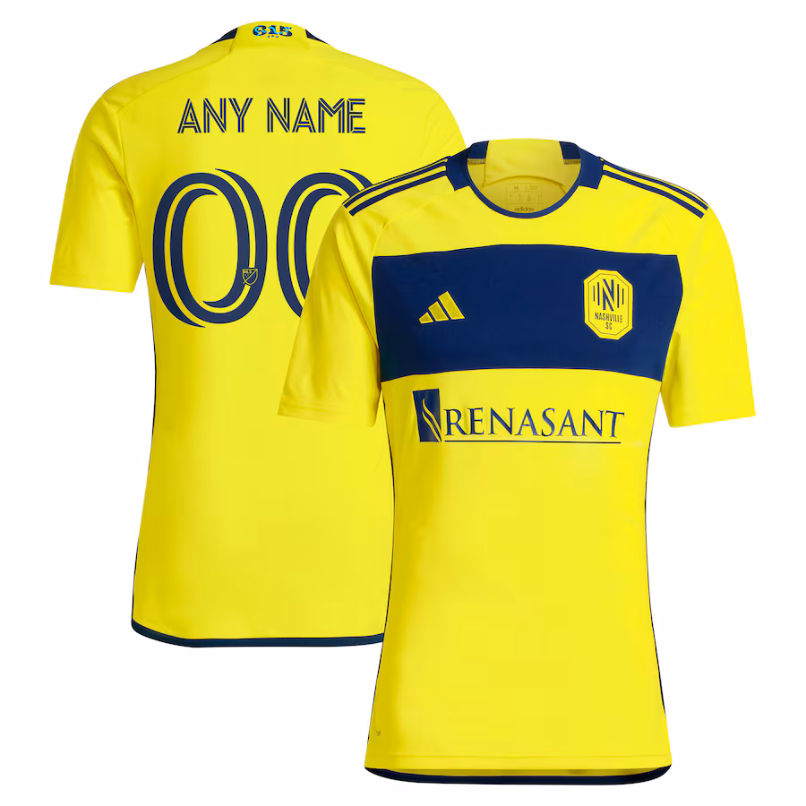 Men's Nashville SC  adidas Yellow 2024 The 615 Kit Replica Custom Jersey - Jersey