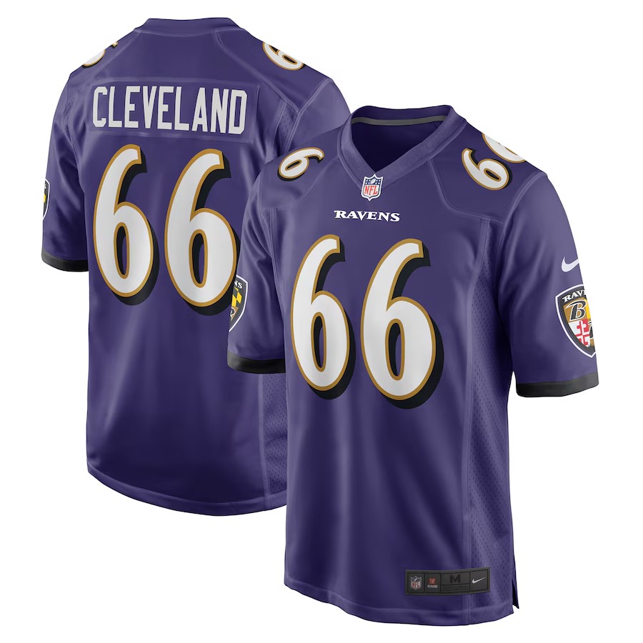 Men's Baltimore Ravens Ben Cleveland Nike Purple Game Jersey - Jersey