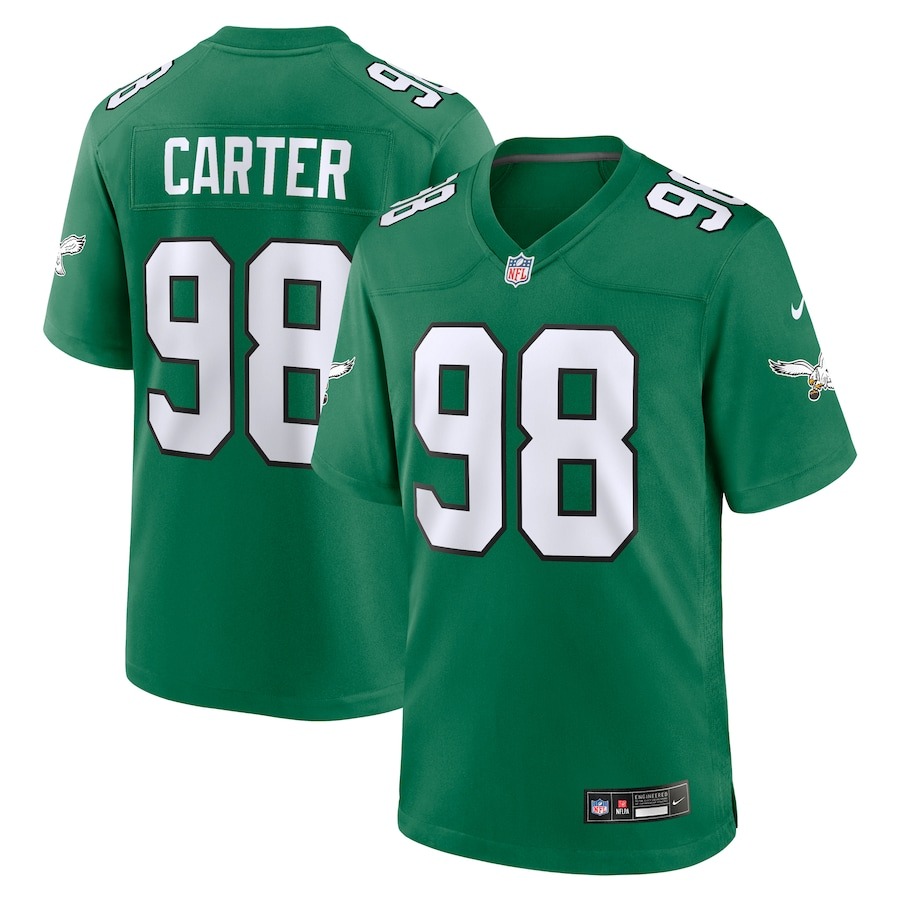 Men's Philadelphia Eagles Jalen Carter Nike Kelly Green Alternate Game Jersey - Jersey