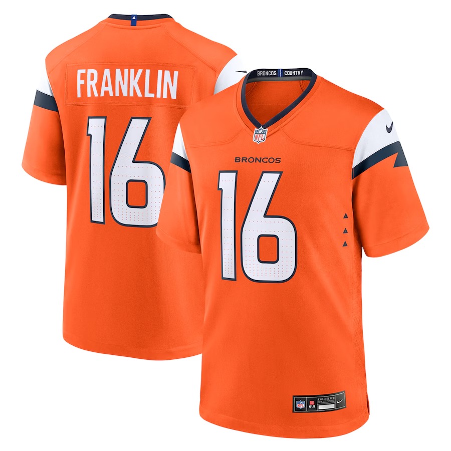 Men's Denver Broncos Troy Franklin Nike Orange Team Game Jersey - Jersey