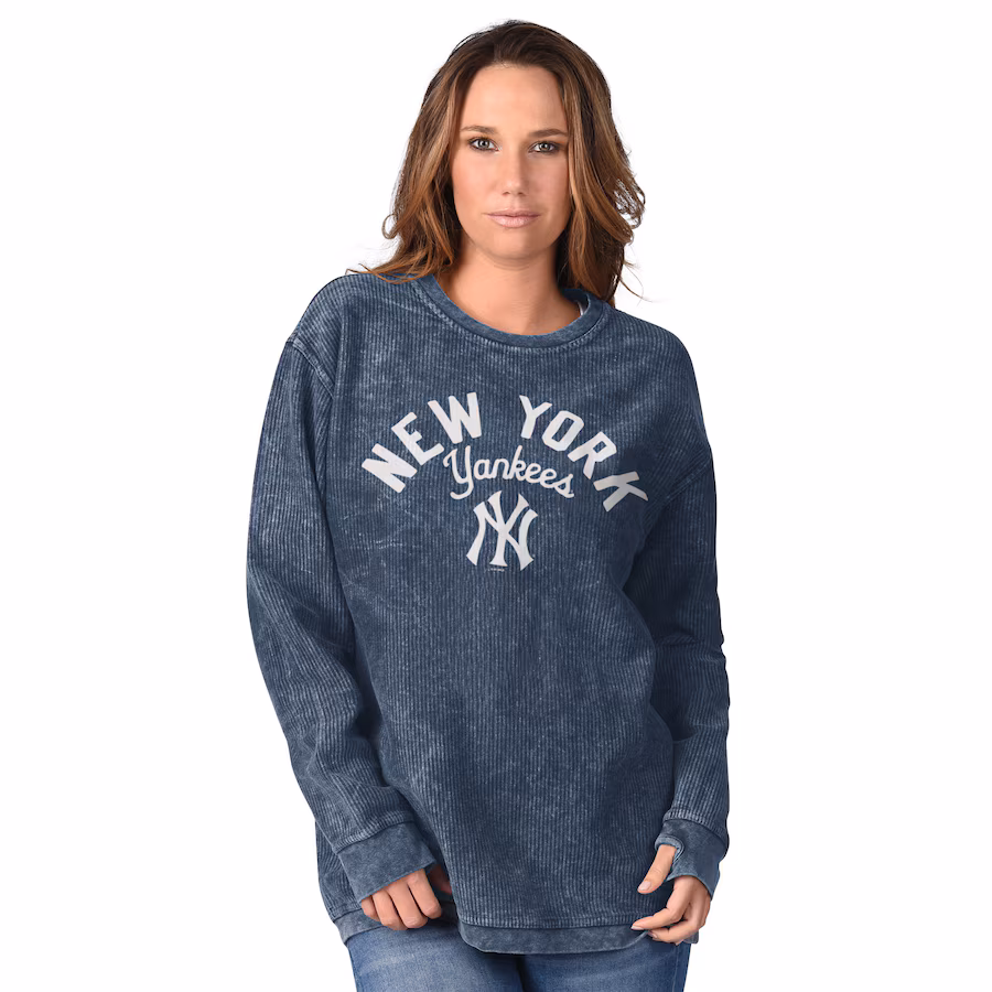 Women's New York Yankees G-III 4Her by Carl Banks Navy Comfy Cord Pullover Sweatshirt - Jersey