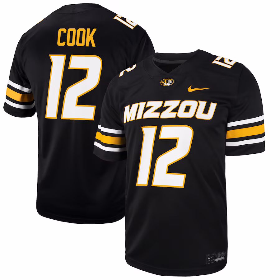 Brady Cook Missouri Tigers Nike NIL Football Player Jersey - Black - Jersey