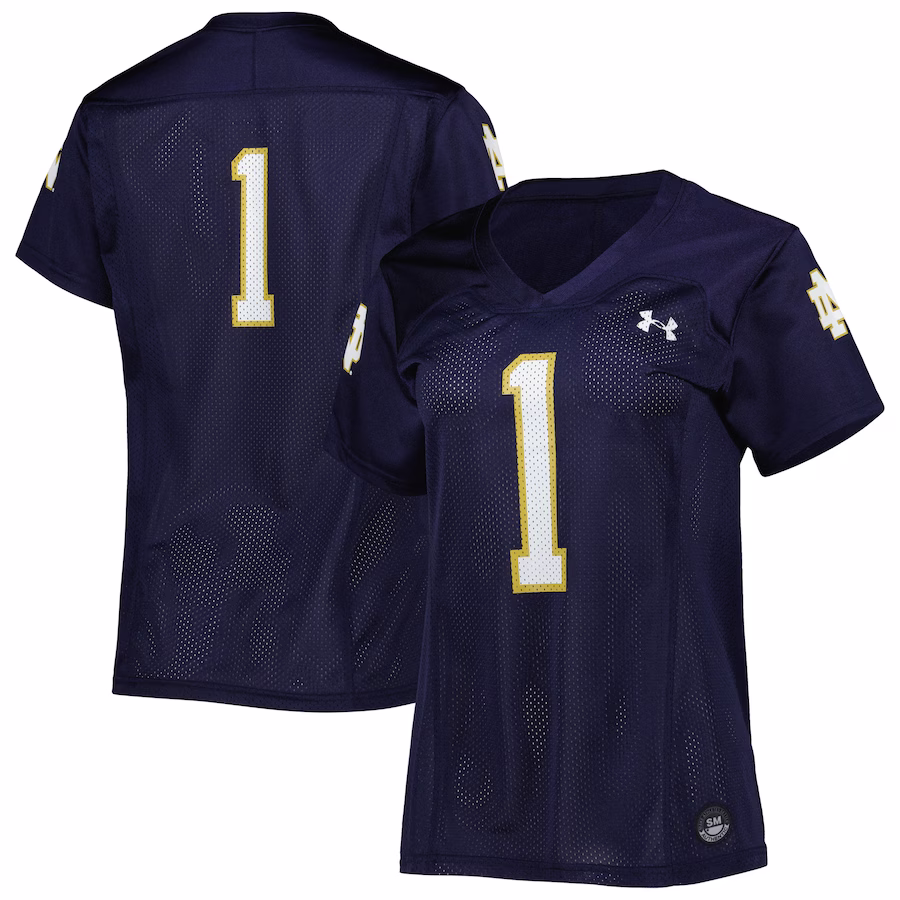 #1 Notre Dame Fighting Irish Under Armour Women's Replica Football Jersey - Navy - Jersey