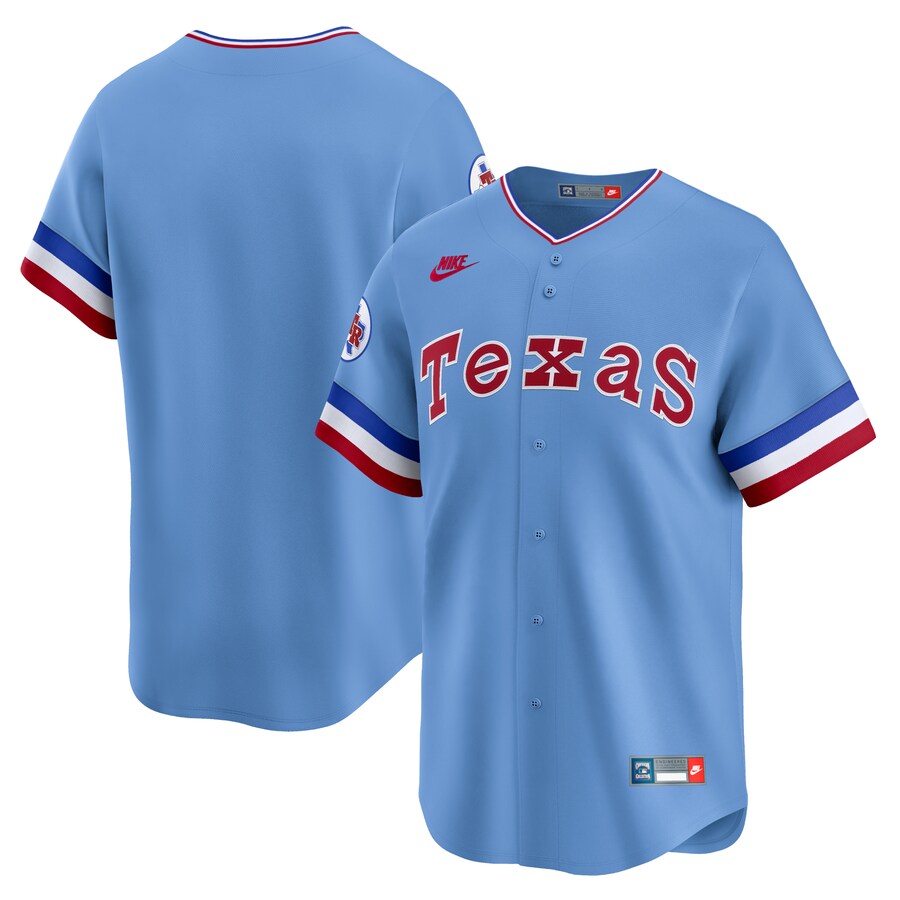 Men's Texas Rangers Nike Light Blue Cooperstown Collection Limited Jersey - Jersey