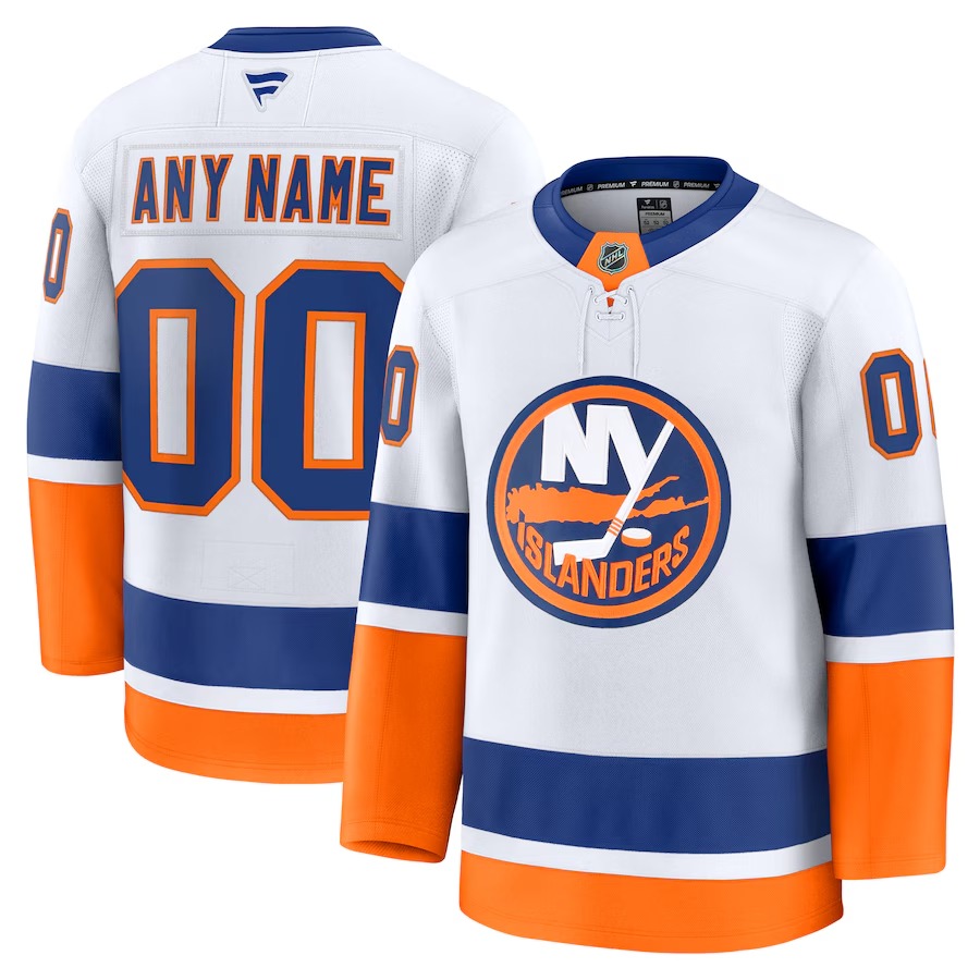 Men's New York Islanders Fanatics White Away Premium Custom Jersey - Jersey