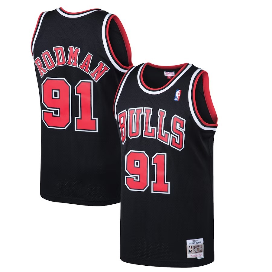 Men's Chicago Bulls Dennis Rodman Mitchell & Ness Black 1997/98 Hardwood Classics Swingman Jersey - Jersey