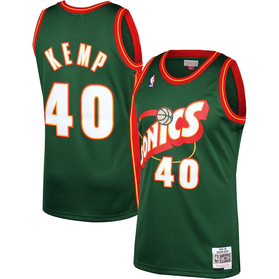 Men's Seattle SuperSonics Shawn Kemp Mitchell & Ness Green 1995/96 Hardwood Classics Swingman Jersey - Jersey
