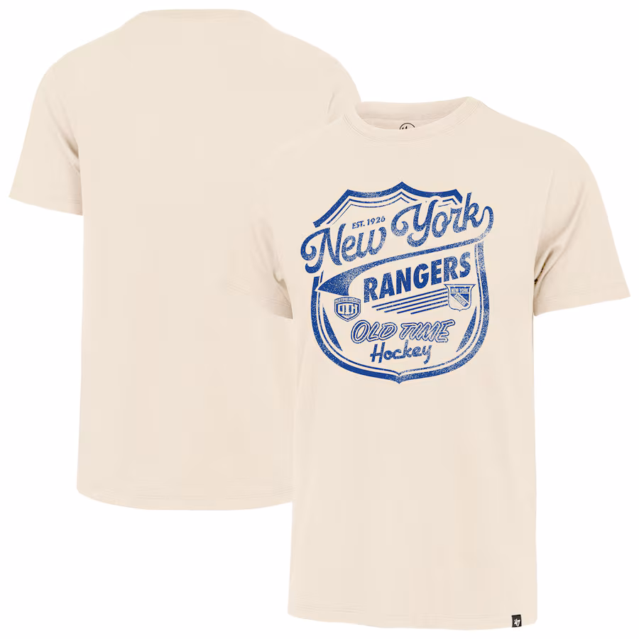 Men's New York Rangers '47 Cream Poke Check Franklin T-Shirt - Jersey
