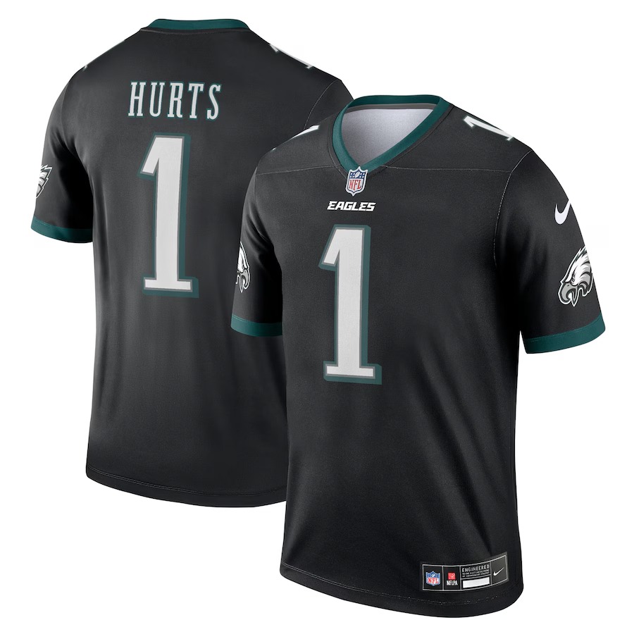 Men's Philadelphia Eagles Jalen Hurts Nike Black Legend Player Performance Top - Jersey