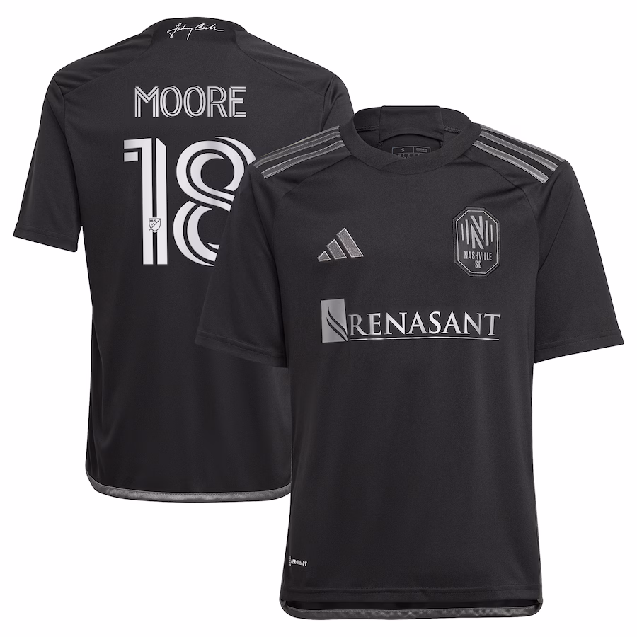 Youth Nashville SC Shaq Moore adidas Black 2023 Man In Black Kit Replica Player Jersey - Jersey