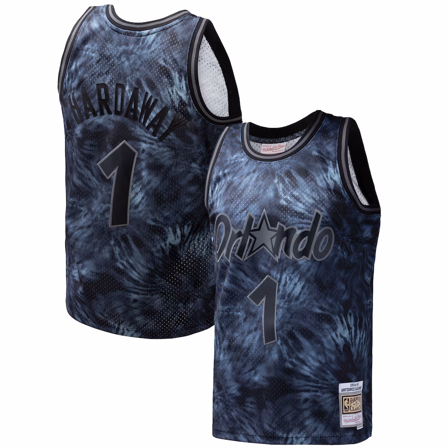 Men's Orlando Magic Penny Hardaway Mitchell & Ness Black Hardwood Classics 1984/85 Tie-Dye Swingman Jersey - Jersey