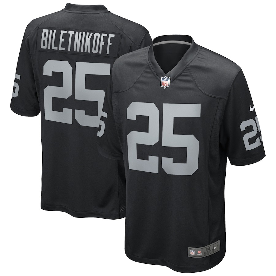 Men's Las Vegas Raiders Fred Biletnikoff Nike Black Game Retired Player Jersey - Jersey